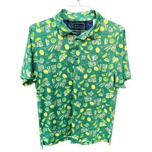 William Murray Golf Navy Polo “Lemon Life” Men’s Medium Green Cocktail Booze
